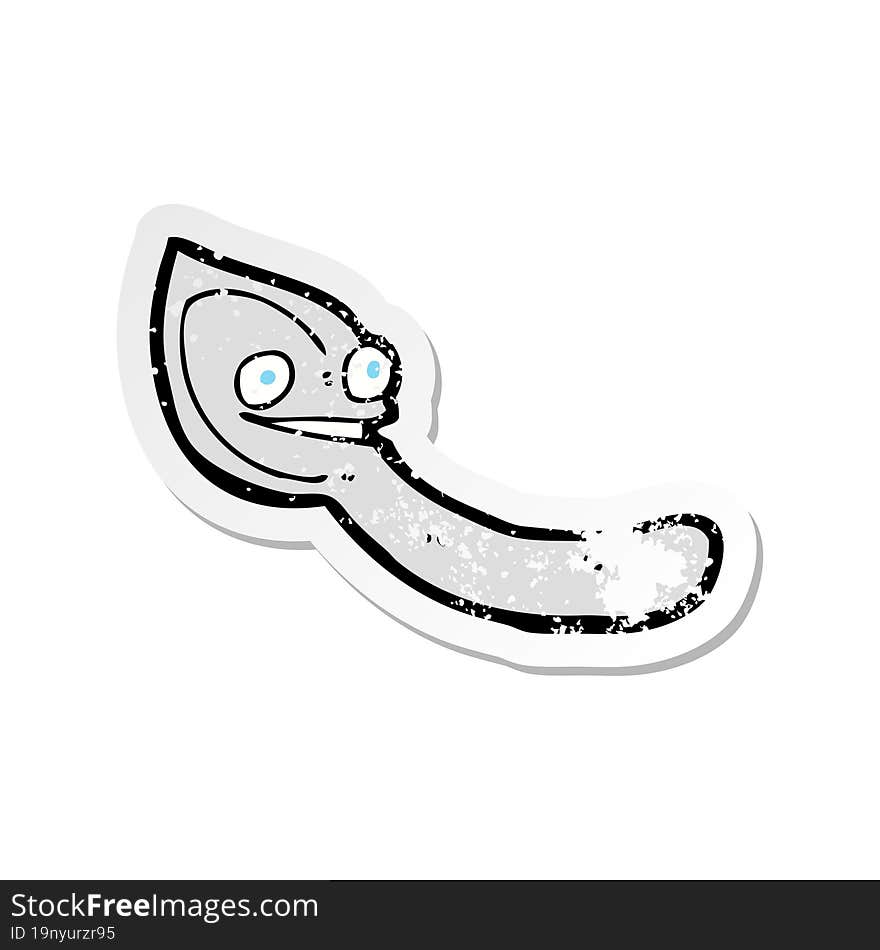 retro distressed sticker of a cartoon spoon