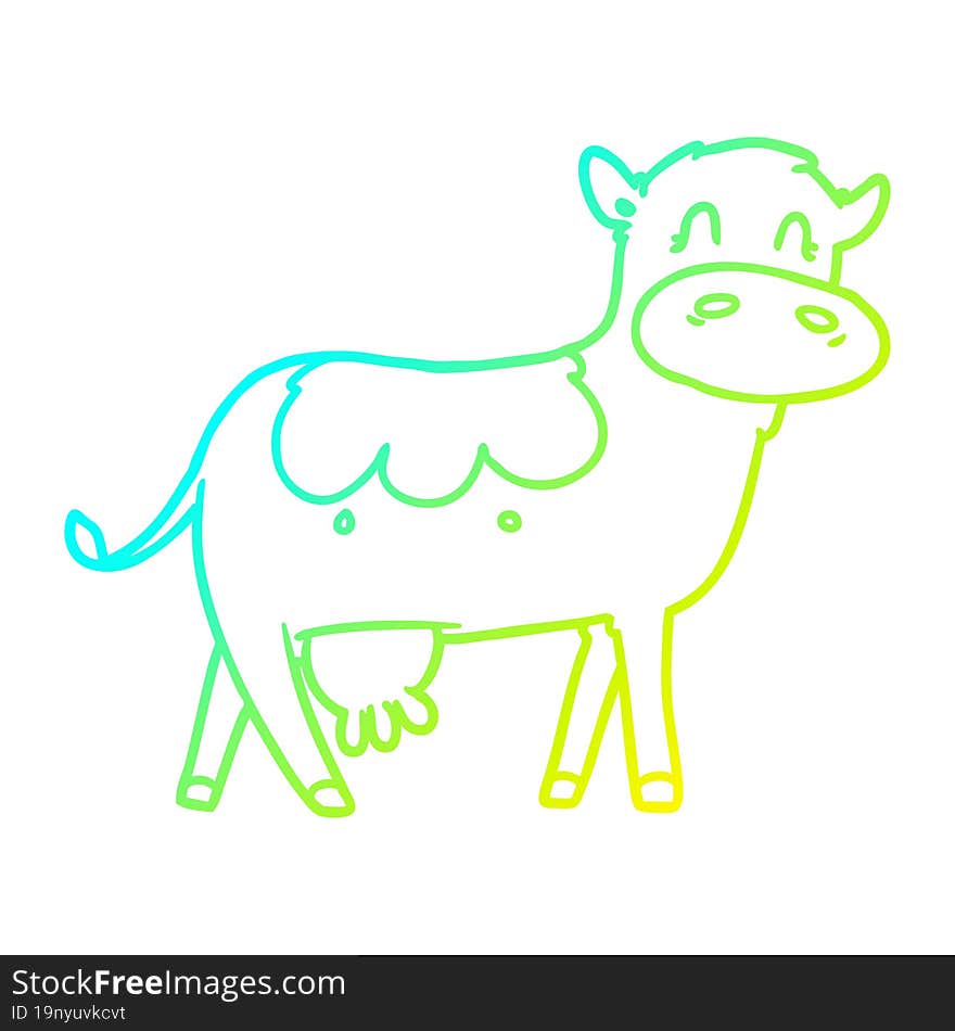 cold gradient line drawing cartoon dairy cow