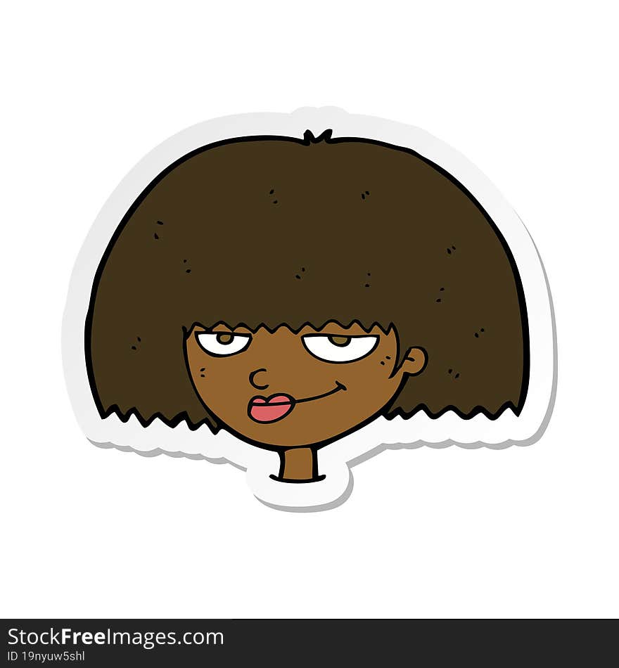 sticker of a cartoon mean female face