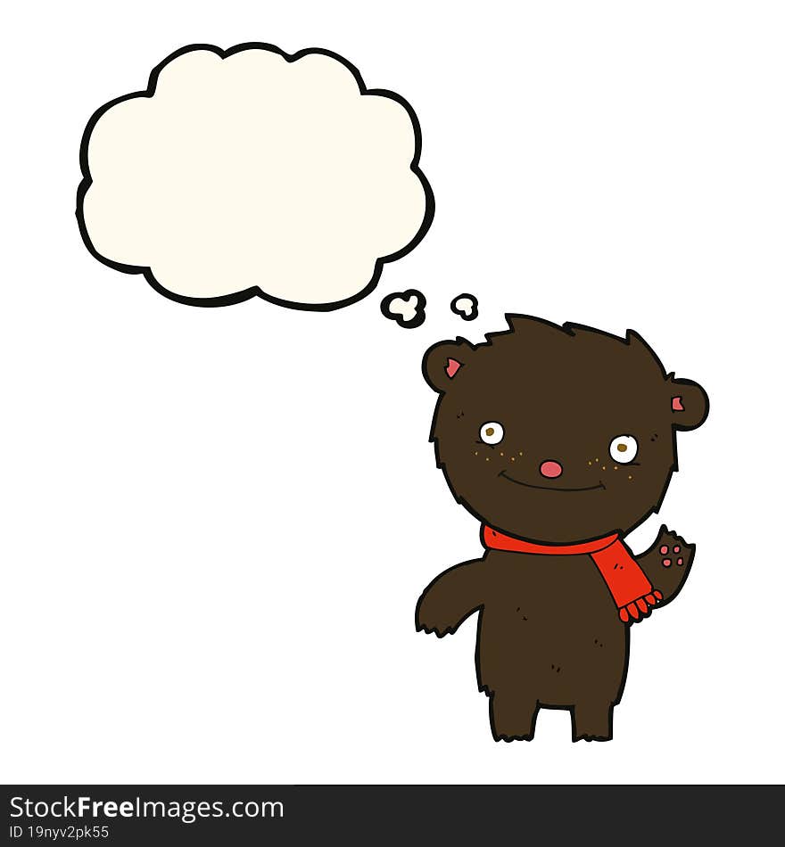 Cartoon Cute Black Bear With Thought Bubble