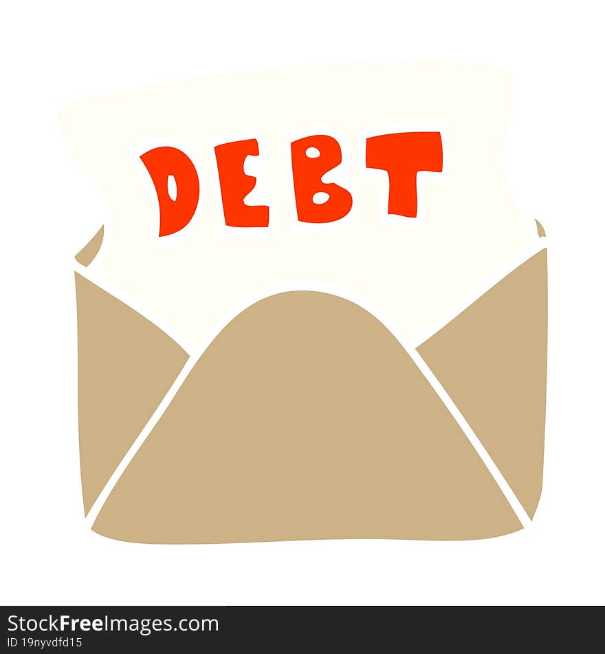 Flat Color Illustration Cartoon Debt Letter