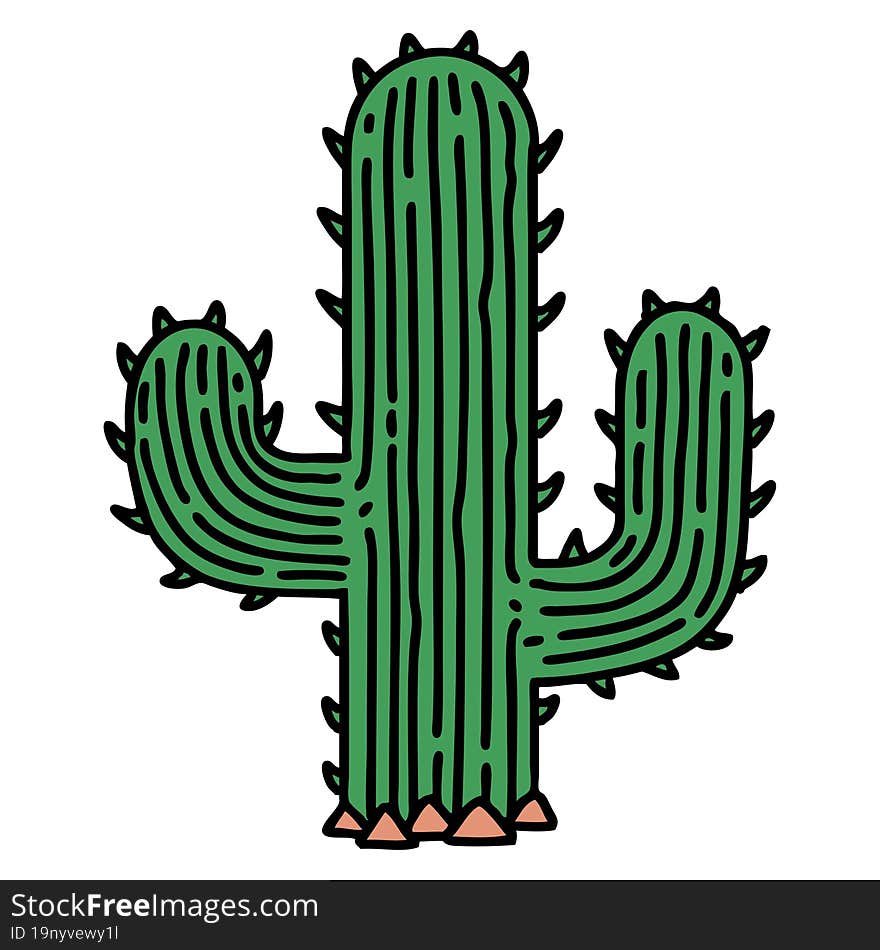 Traditional Tattoo Of A Cactus