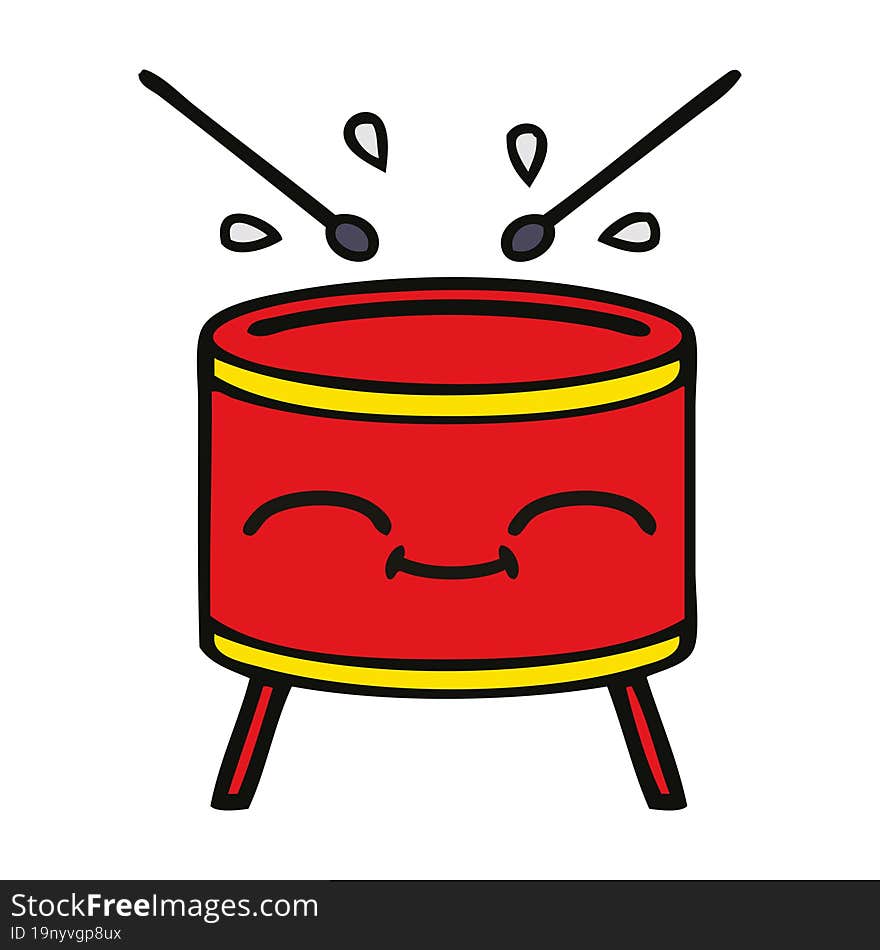 cute cartoon of a drum. cute cartoon of a drum