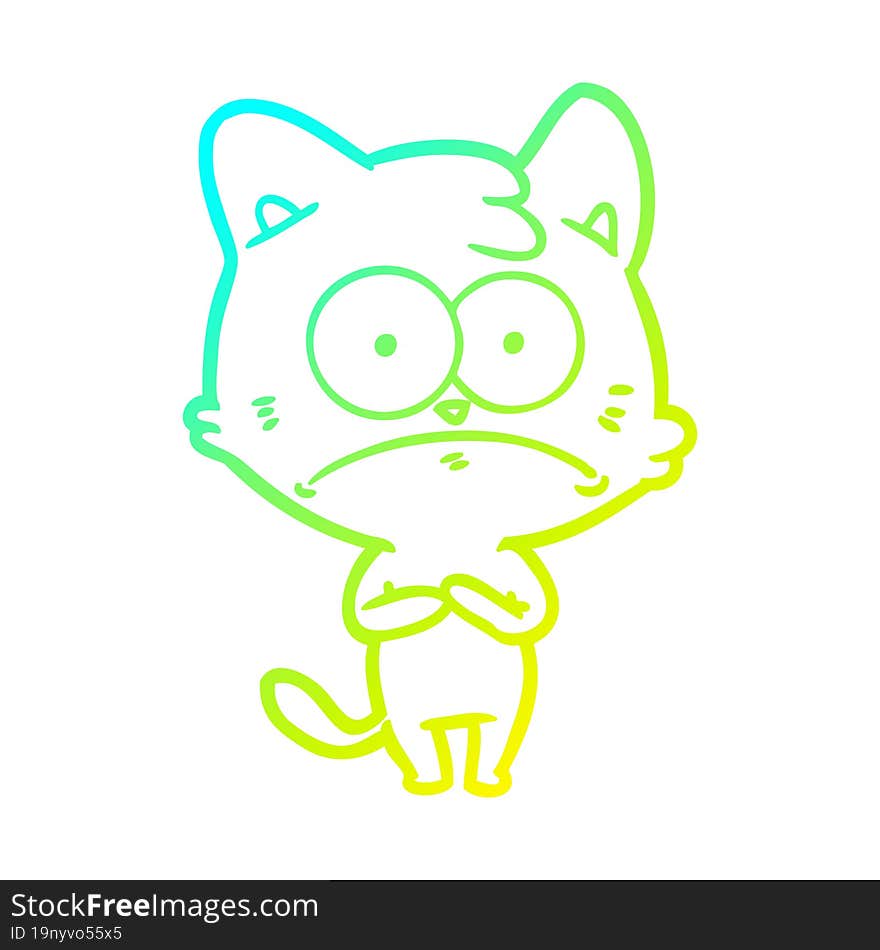 cold gradient line drawing cartoon nervous cat