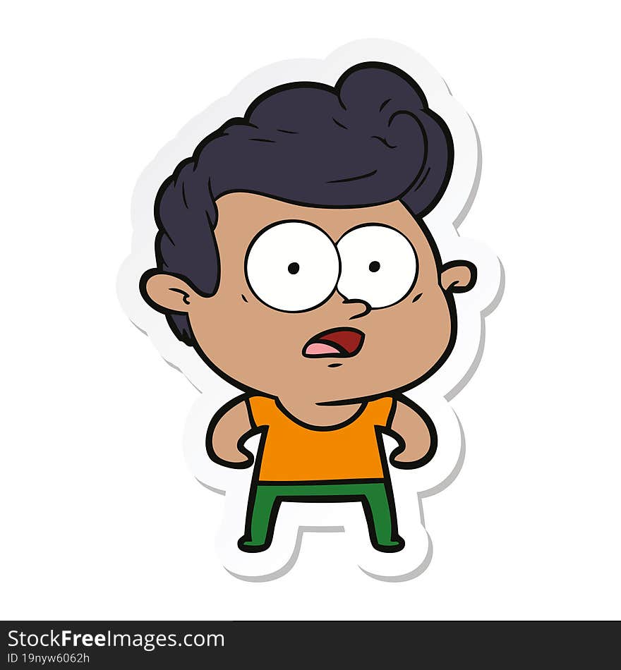 Sticker Of A Cartoon Staring Man