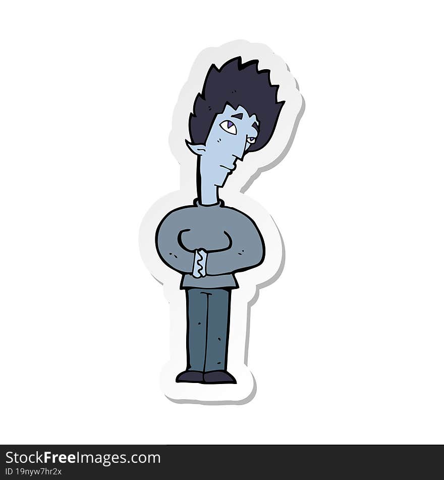 Sticker Of A Cartoon Curious Vampire