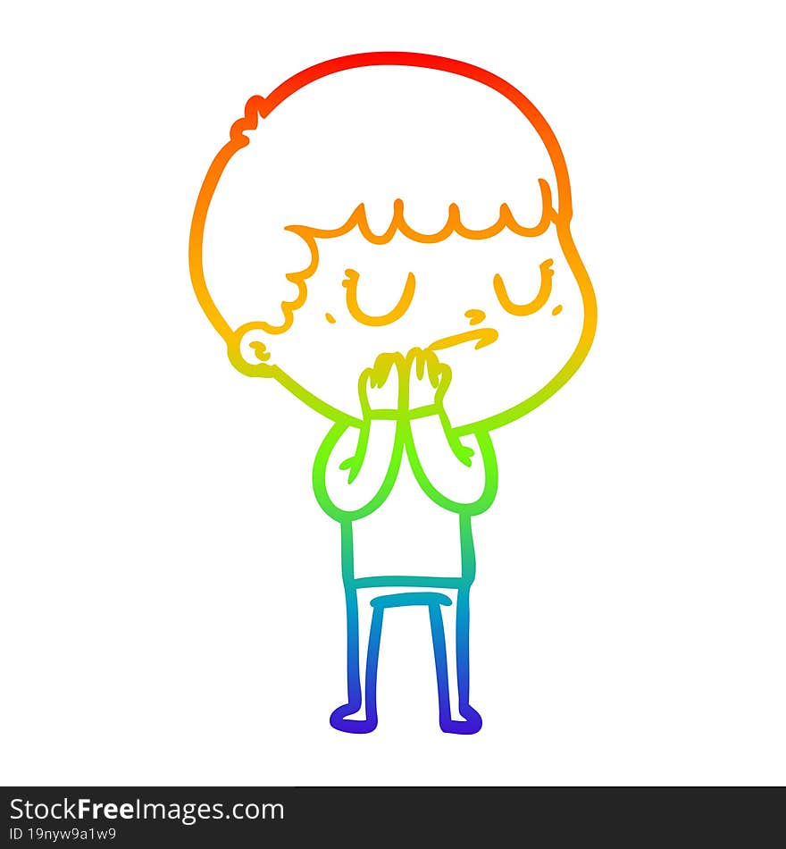 rainbow gradient line drawing cartoon grumpy boy