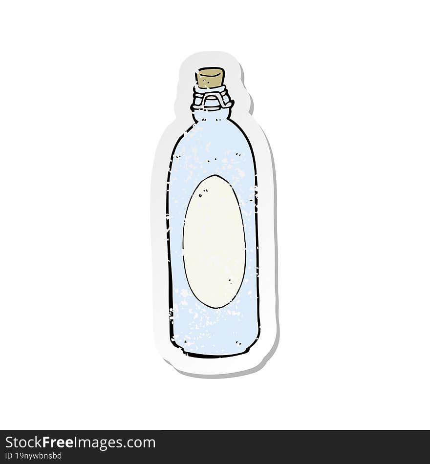 Retro Distressed Sticker Of A Cartoon Traditional Bottle