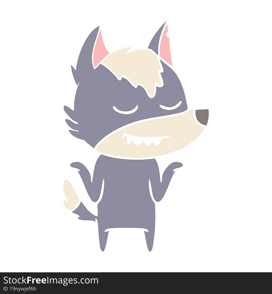 friendly flat color style cartoon wolf