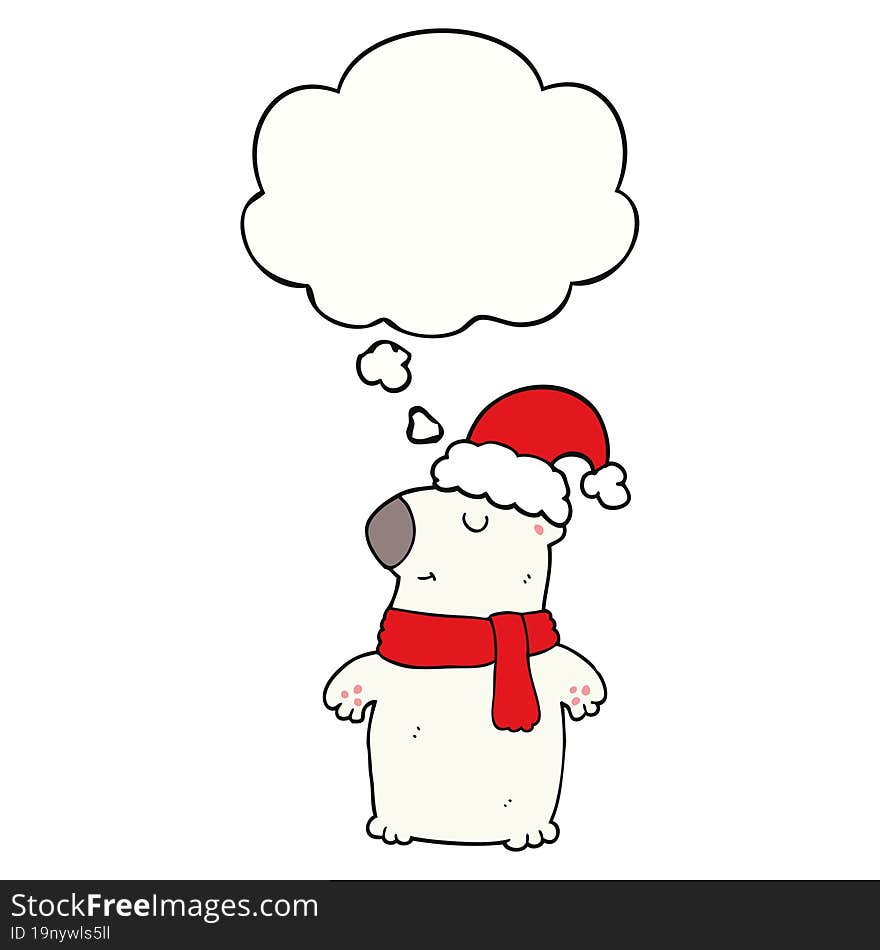 cute cartoon christmas bear with thought bubble