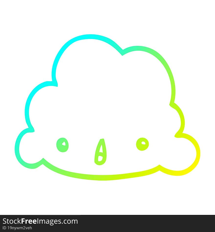 cold gradient line drawing cartoon cloud