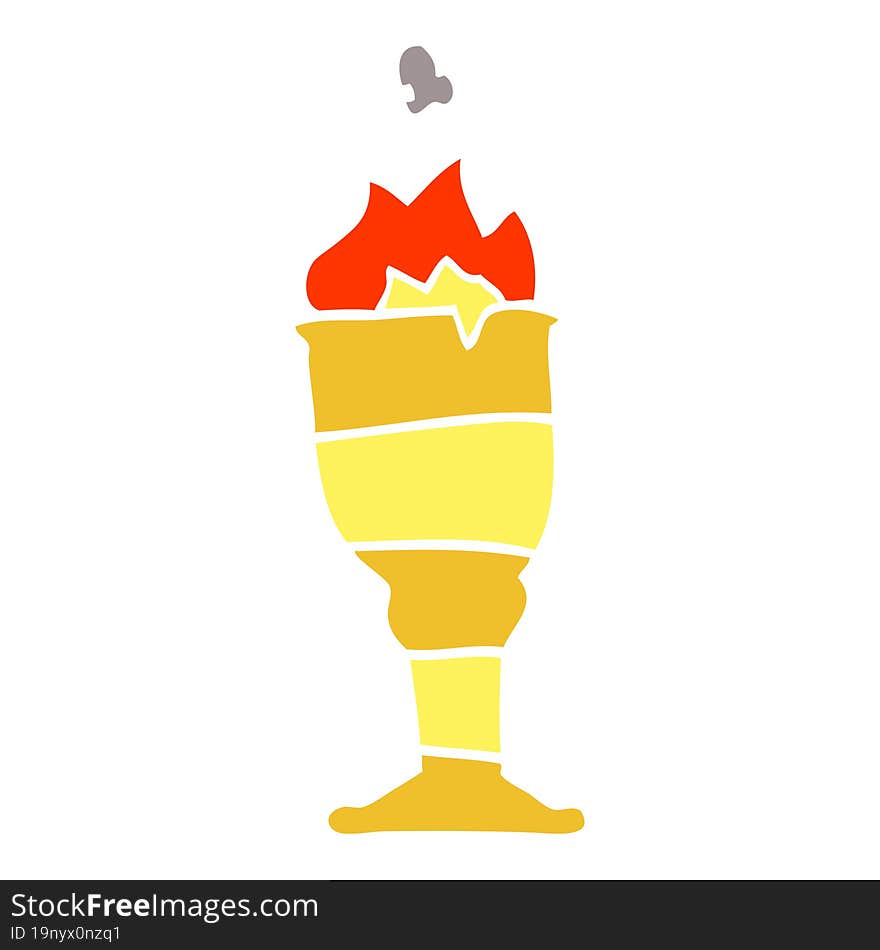 Cartoon Doodle Flaming Golden Cup