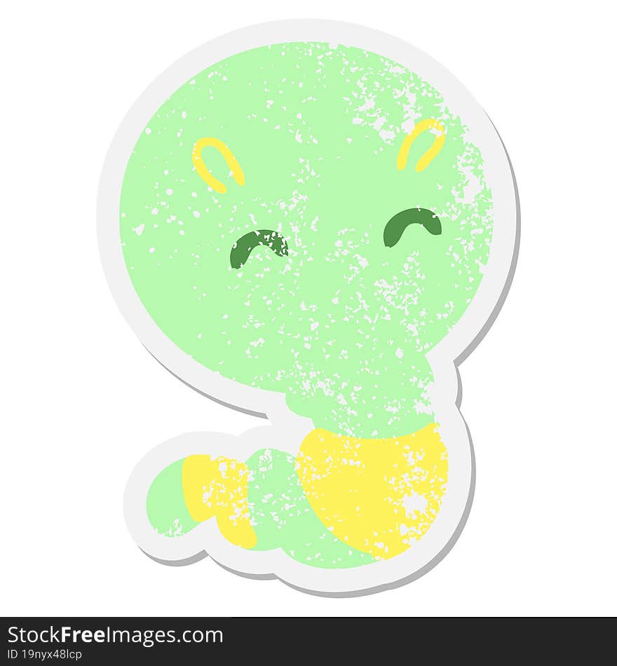 Cute Little Worm Grunge Sticker