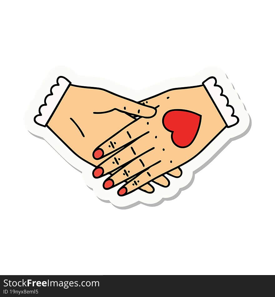 Tattoo Style Sticker Of A Pair Of Hands