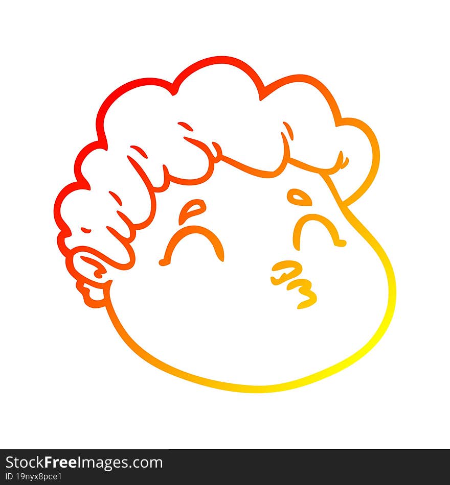 Warm Gradient Line Drawing Cartoon Male Face