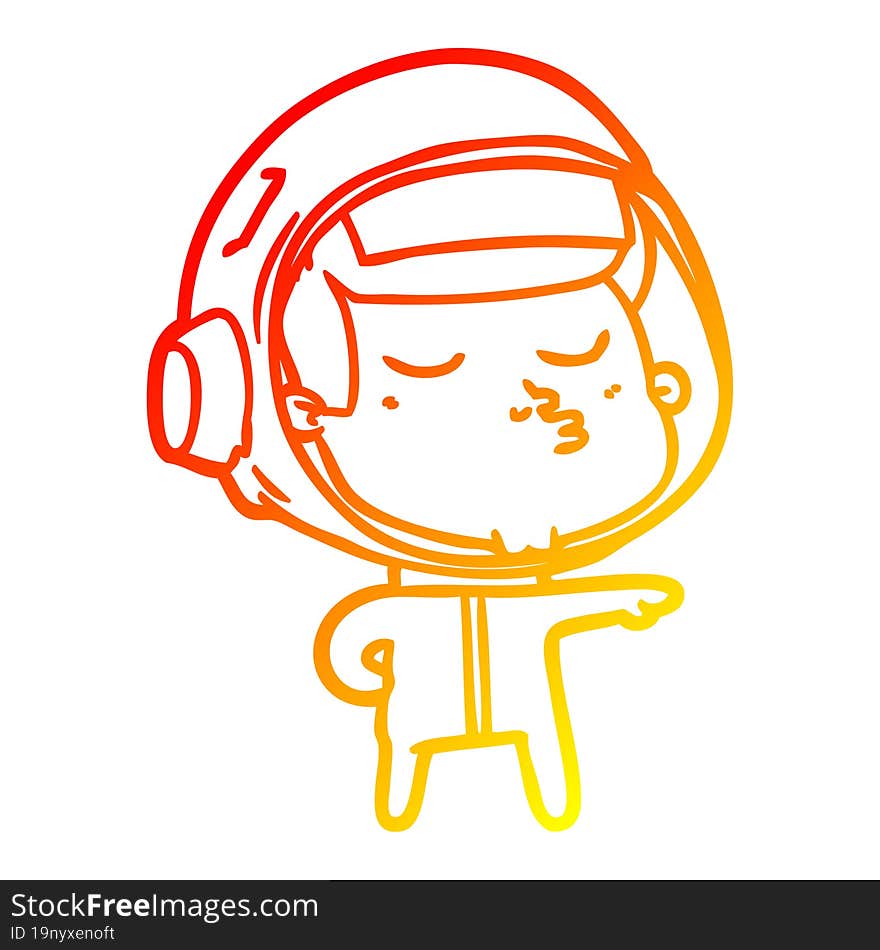 warm gradient line drawing cartoon confident astronaut