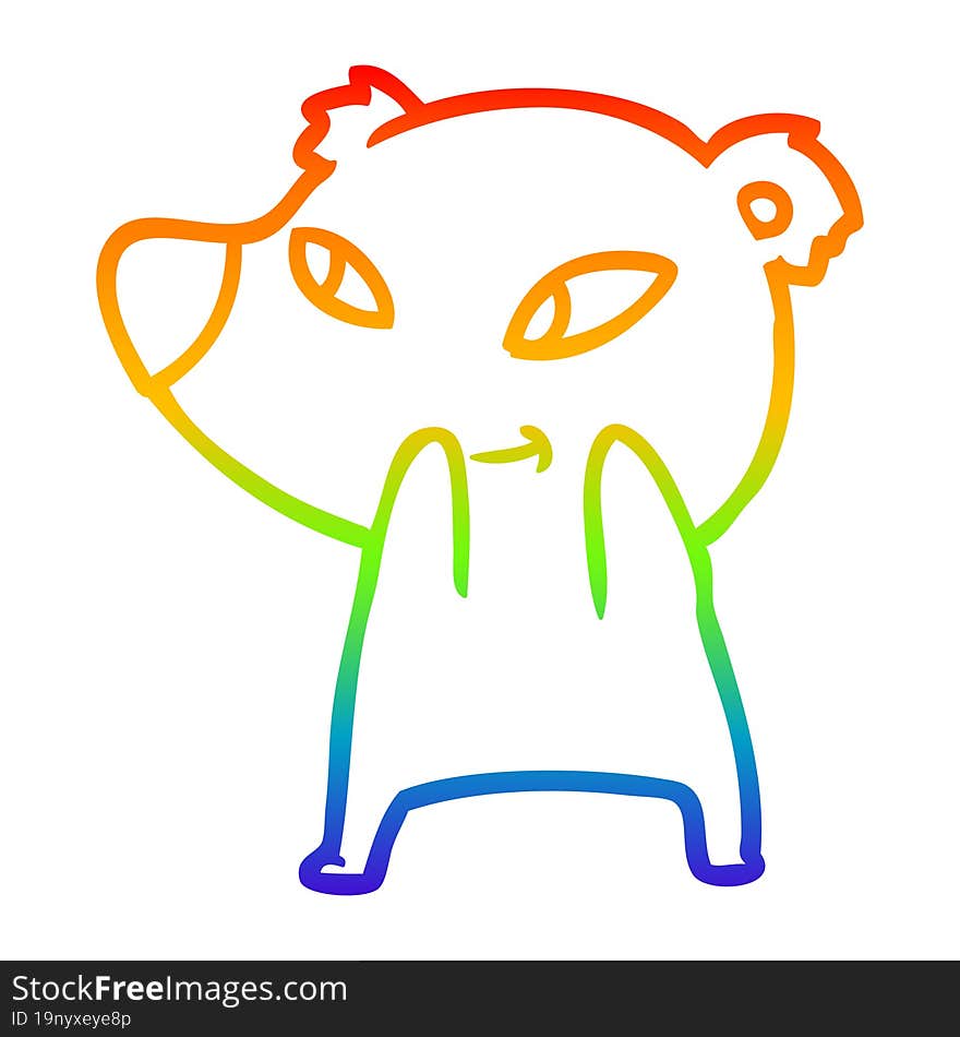 rainbow gradient line drawing cute cartoon bear