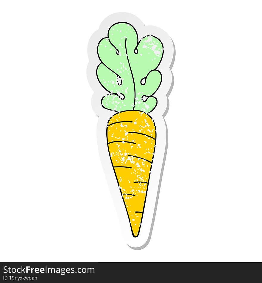 Distressed Sticker Of A Quirky Hand Drawn Cartoon Carrot