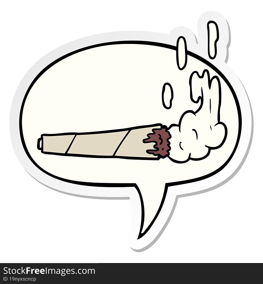 cartoon marijuiana joint and speech bubble sticker