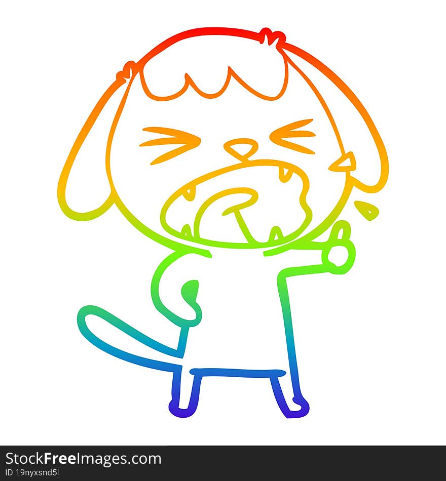 rainbow gradient line drawing cute cartoon dog barking