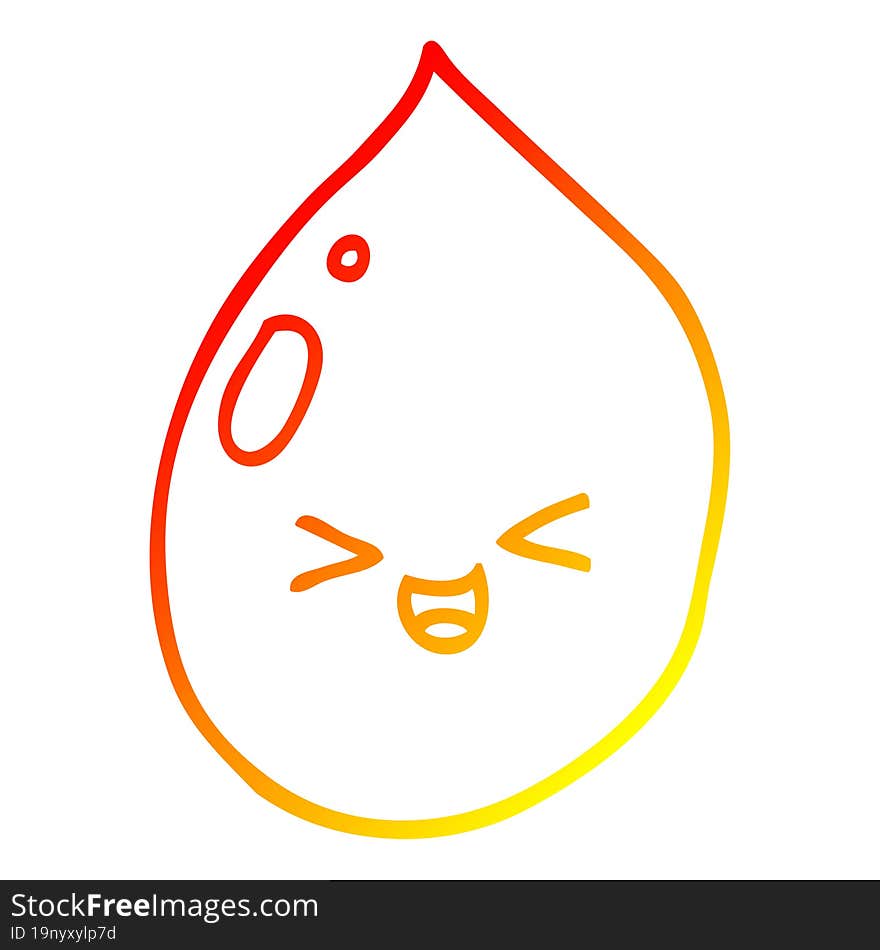 warm gradient line drawing of a cartoon raindrop