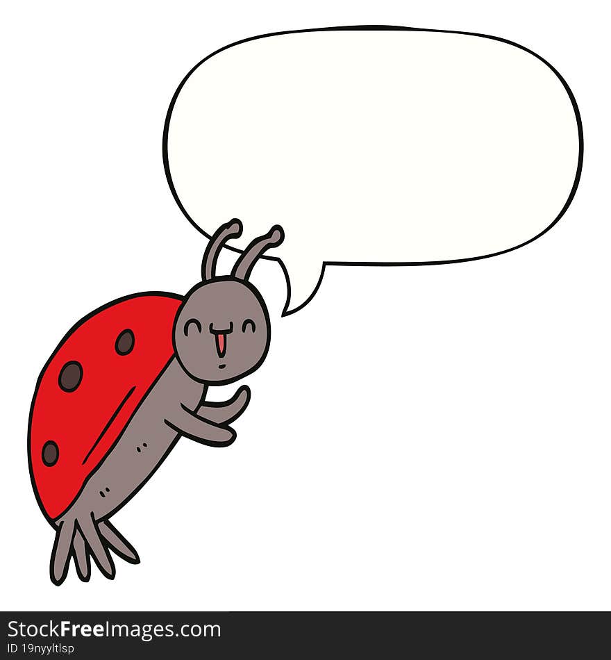 Cute Cartoon Ladybug And Speech Bubble