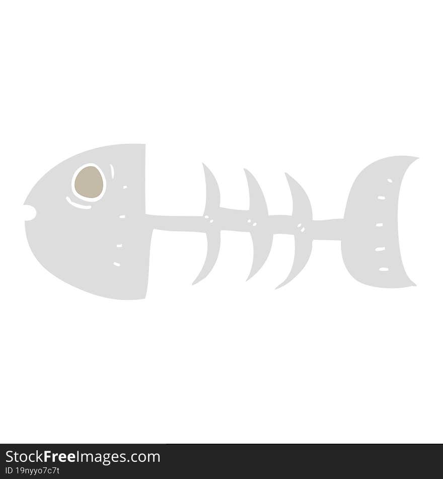 Flat Color Illustration Of A Cartoon Fish Bones