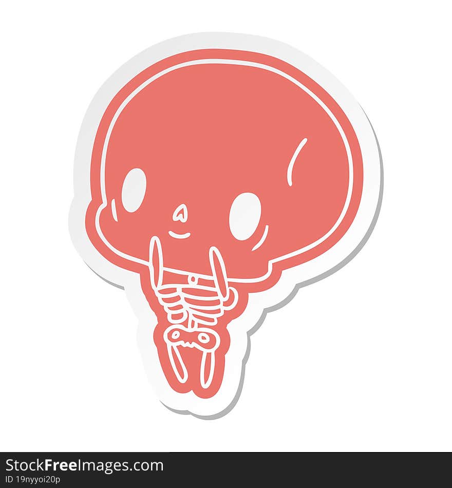 cartoon sticker kawaii cute dead skeleton