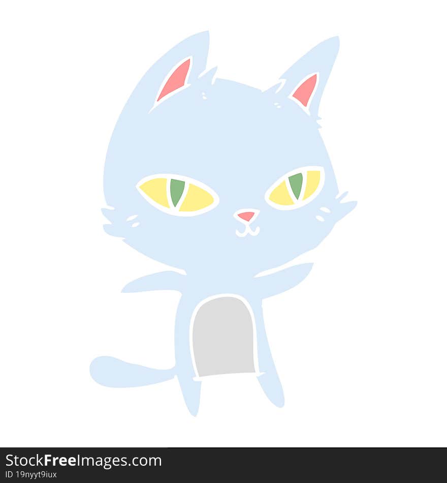 flat color style cartoon cat staring