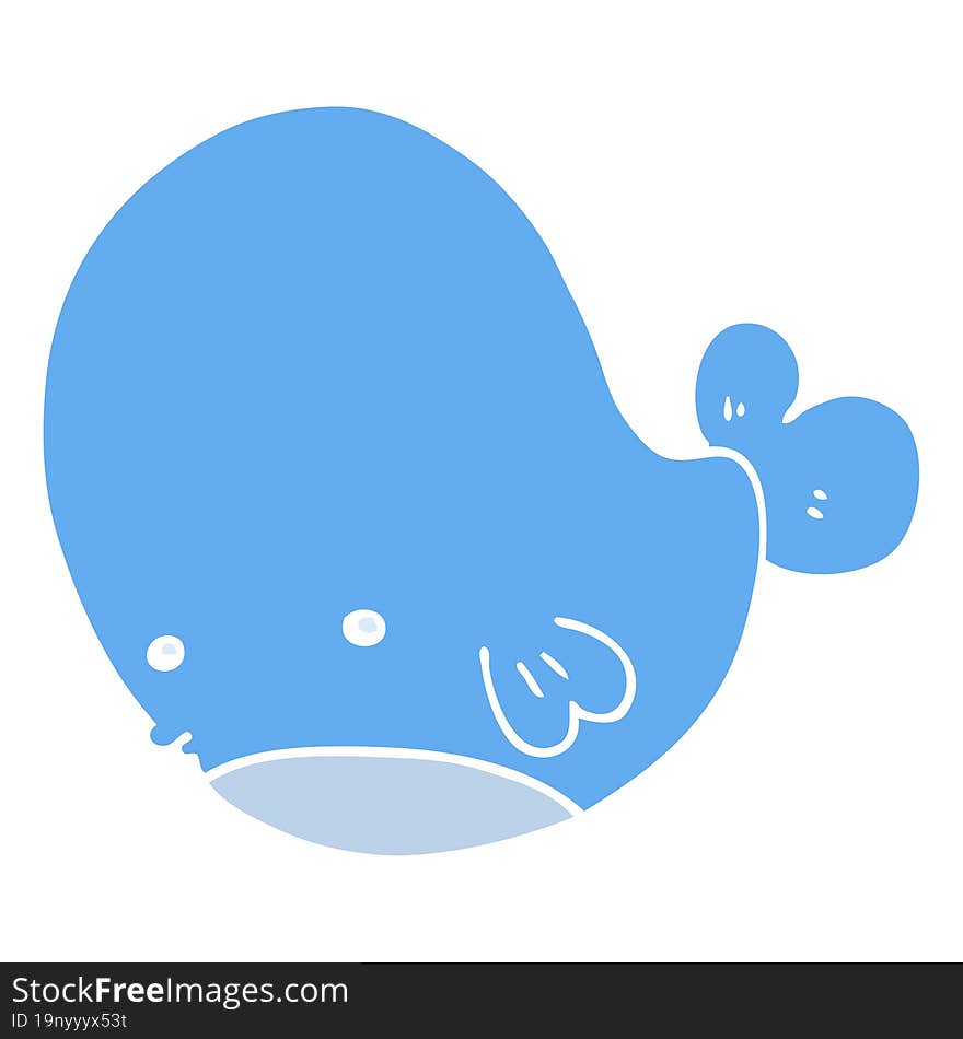 Flat Color Style Cartoon Whale