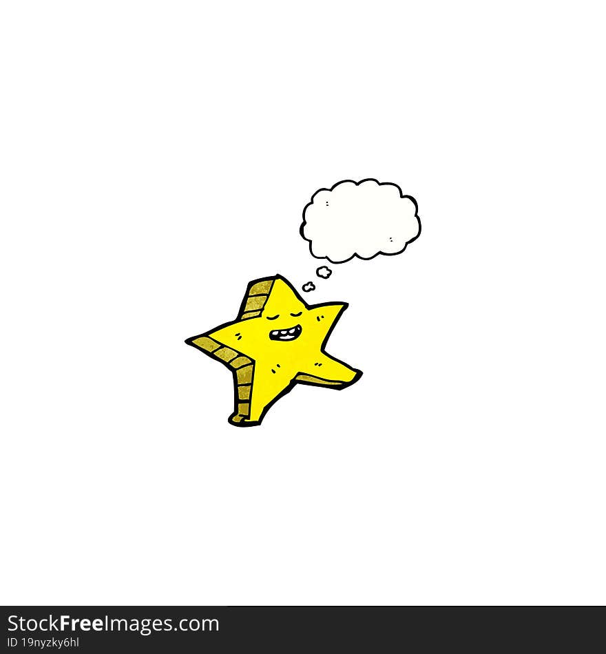 Star Cartoon Character With Thought Bubble