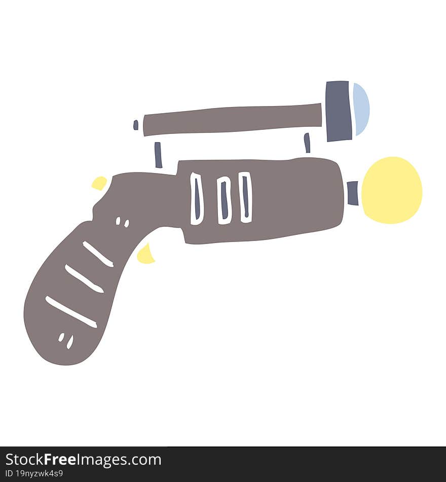 Flat Color Illustration Cartoon Ray Gun