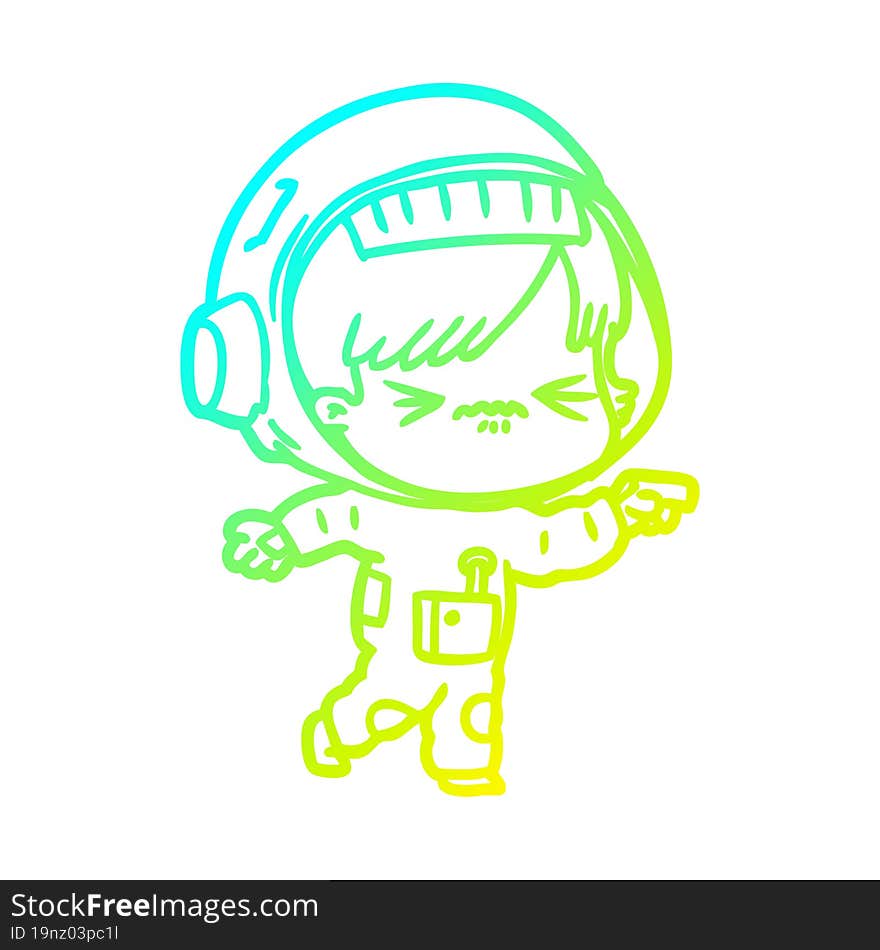 cold gradient line drawing angry cartoon space girl