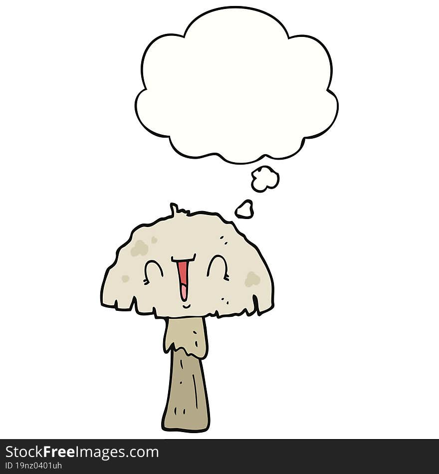 Cartoon Mushroom And Thought Bubble