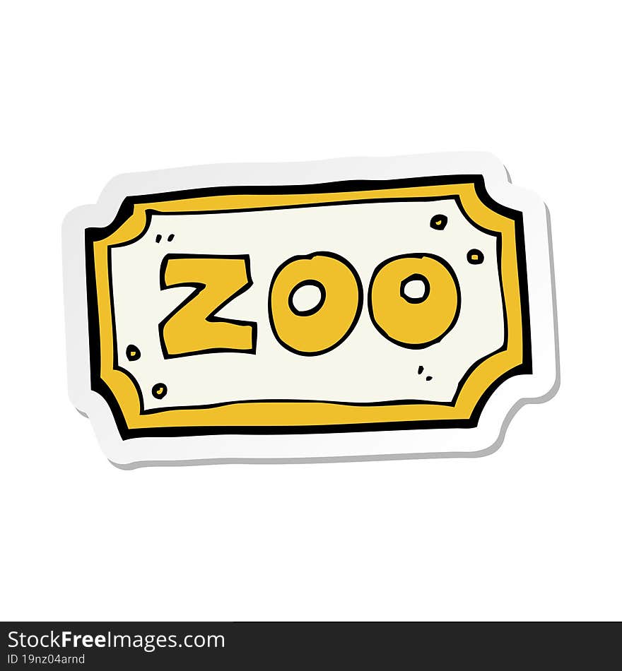 sticker of a cartoon zoo sign