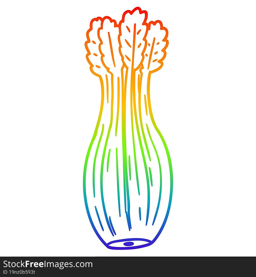 rainbow gradient line drawing cartoon vegetable