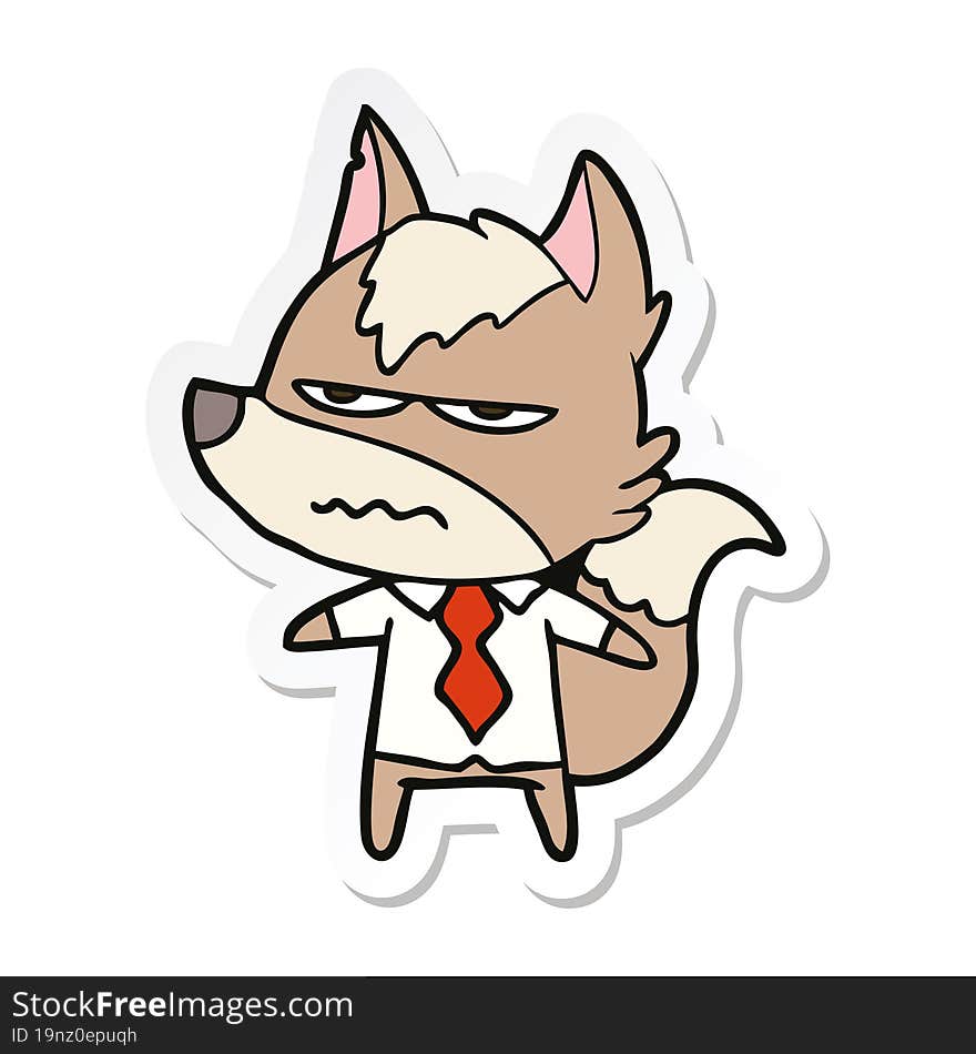 sticker of a cartoon annoyed wolf