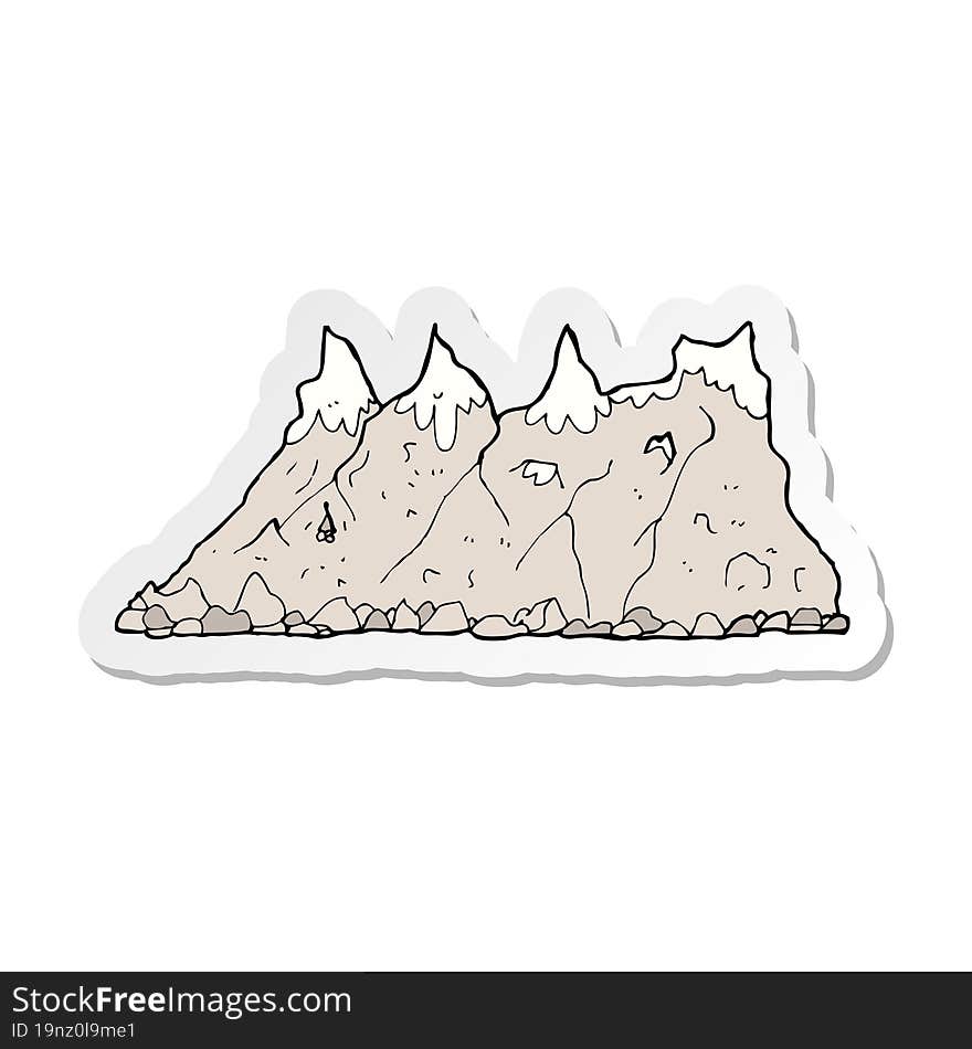 sticker of a cartoon mountain range