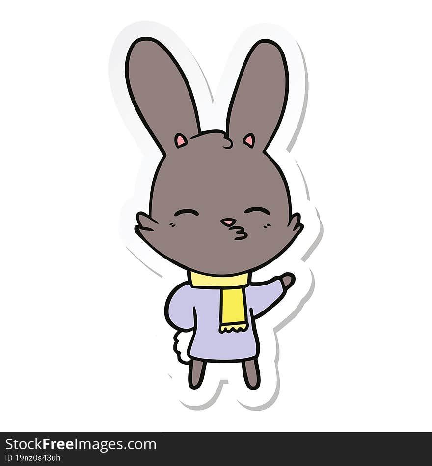 sticker of a curious bunny cartoon