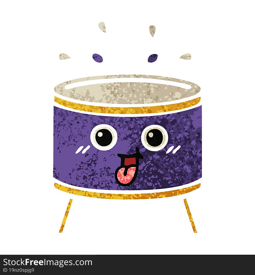 Retro Illustration Style Cartoon Drum