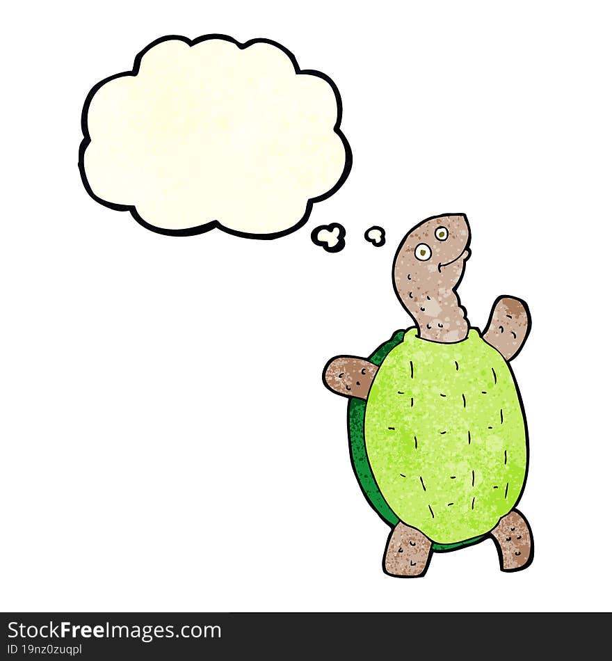 cartoon happy turtle with thought bubble