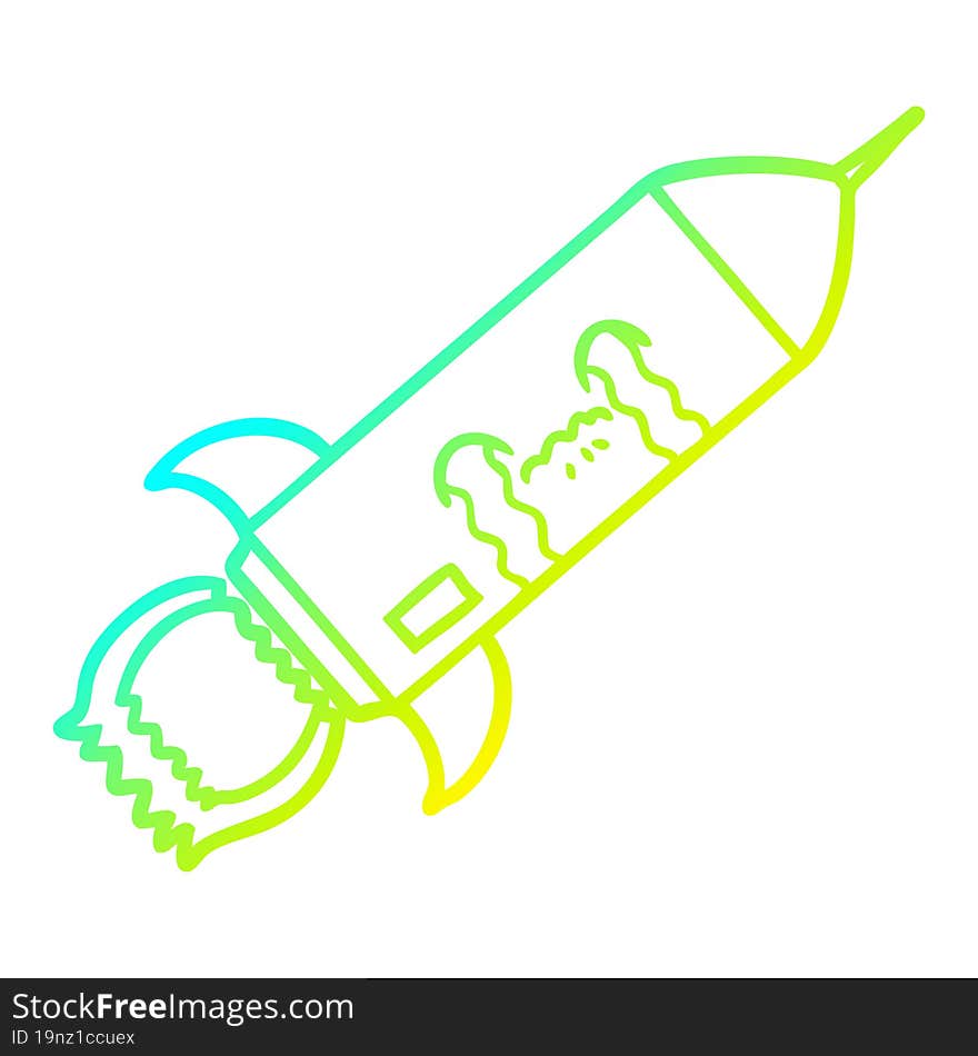 cold gradient line drawing cartoon crying rocket