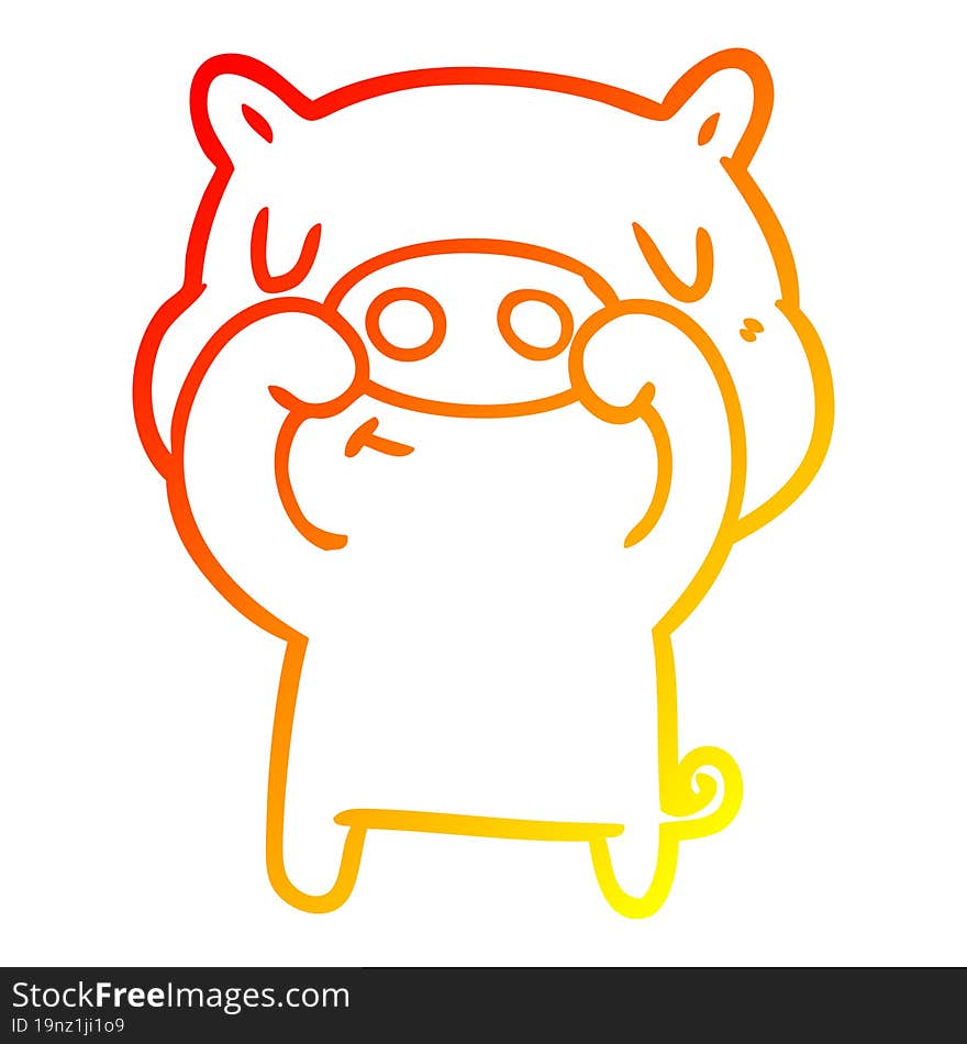 warm gradient line drawing cartoon content pig