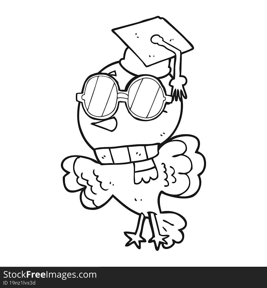 cute black and white cartoon well educated bird