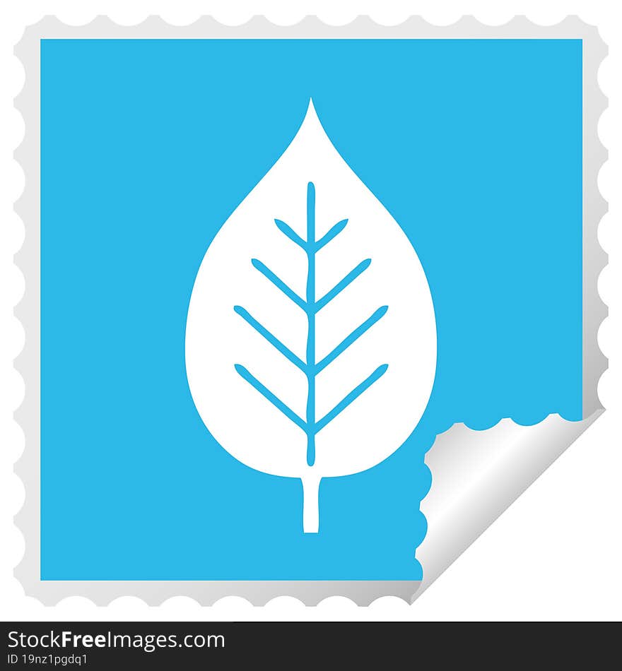 square peeling sticker cartoon green leaf