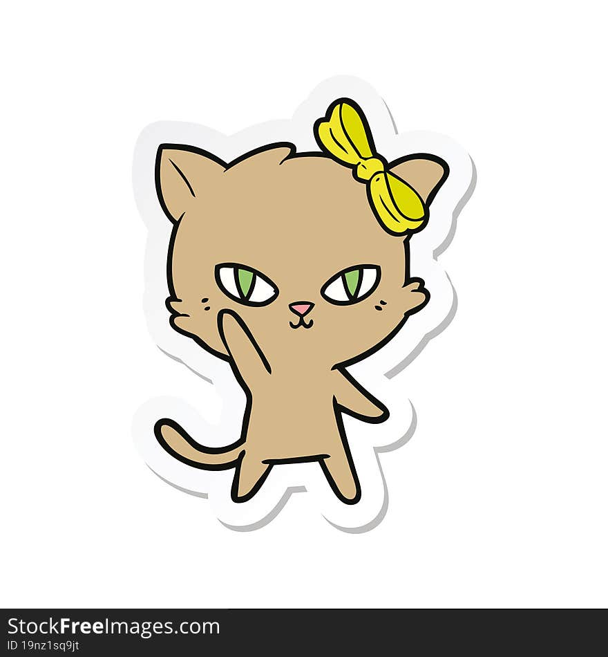 sticker of a cute cartoon cat