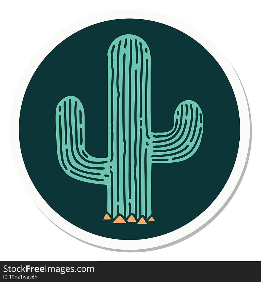 tattoo style sticker of a cactus