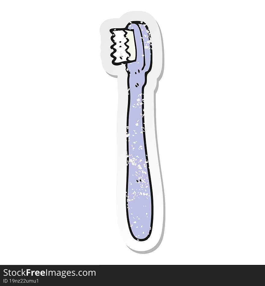 Distressed Sticker Of A Cartoon Toothbrush