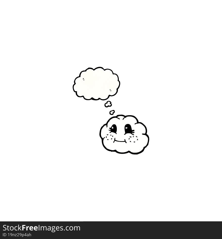 cute cartoon cloud with thought bubble