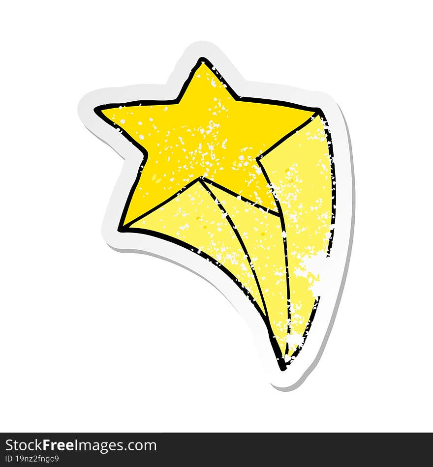 distressed sticker of a cartoon shooting star